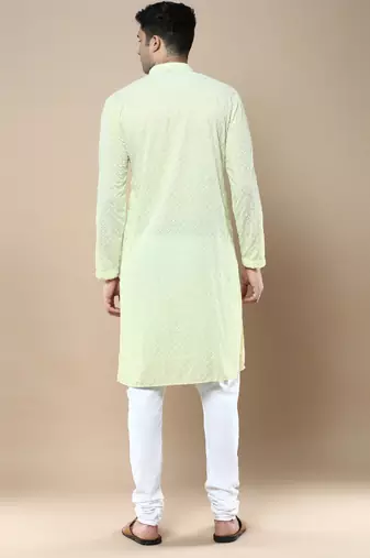 Sanwara's stylish ethnic chikankari kurta & pajama set for men