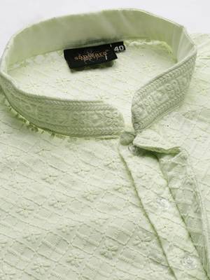Sanwara's stylish ethnic chikankari kurta & pajama set for men 4