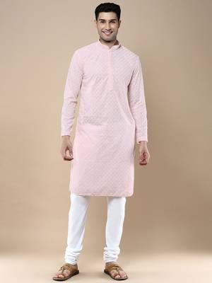 Sanwara's stylish ethnic chikankari kurta & pajama set for men 1