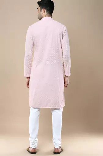 Sanwara's stylish ethnic chikankari kurta & pajama set for men