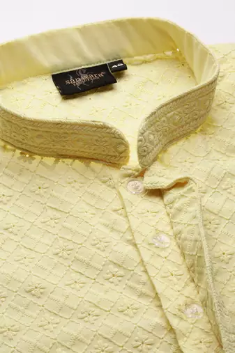 Sanwara's stylish ethnic chikankari kurta & pajama set for men