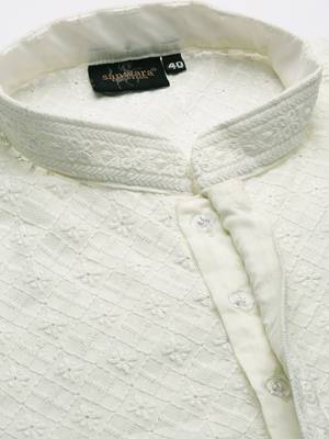 Sanwara's stylish ethnic chikankari kurta & pajama set for men 4