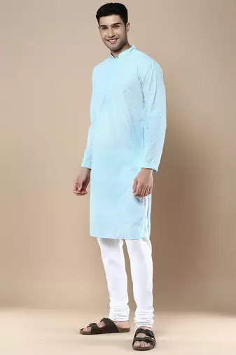 Sanwara's stylish ethnic chikankari kurta & pajama set for men