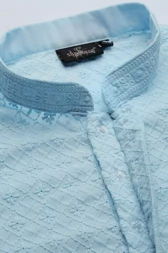 Sanwara's stylish ethnic chikankari kurta & pajama set for men