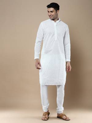 Sanwara's stylish ethnic chikankari kurta & pajama set for men 1