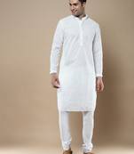 Sanwara's stylish ethnic chikankari kurta & pajama set for men