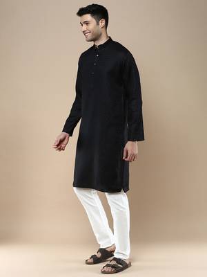 Sanwara men's ethnic woven cotton silk kurta & pajama set 2