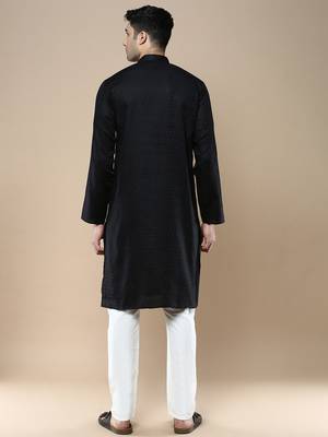 Sanwara men's ethnic woven cotton silk kurta & pajama set 3
