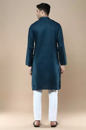 Sanwara men's ethnic woven cotton silk kurta & pajama set
