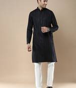 Sanwara men's ethnic woven cotton silk kurta & pajama set