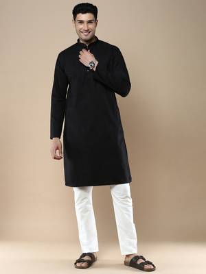 Sanwara men's ethnic woven cotton silk kurta & pajama set 1