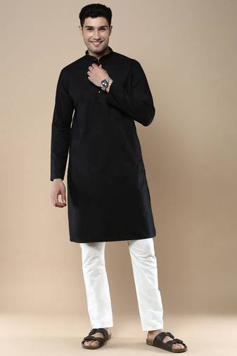 Sanwara men's ethnic woven cotton silk kurta & pajama set