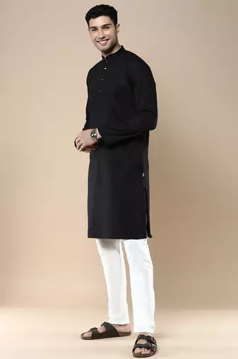 Sanwara men's ethnic woven cotton silk kurta & pajama set