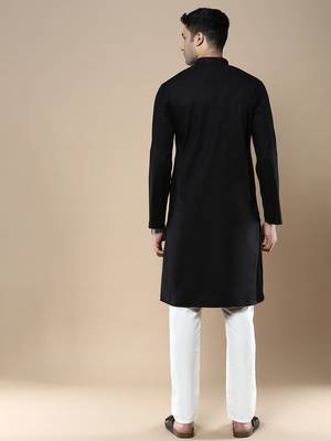 Sanwara men's ethnic woven cotton silk kurta & pajama set 3