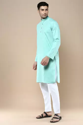 Sanwara men's ethnic woven cotton silk kurta & pajama set