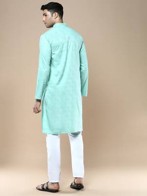 Sanwara men's ethnic woven cotton silk kurta & pajama set 3