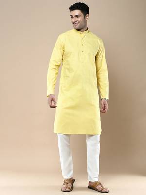 Sanwara men's ethnic woven cotton silk kurta & pajama set 1