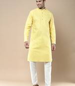 Sanwara men's ethnic woven cotton silk kurta & pajama set