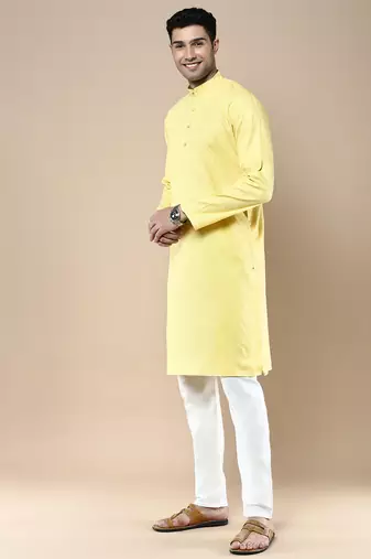 Sanwara men's ethnic woven cotton silk kurta & pajama set
