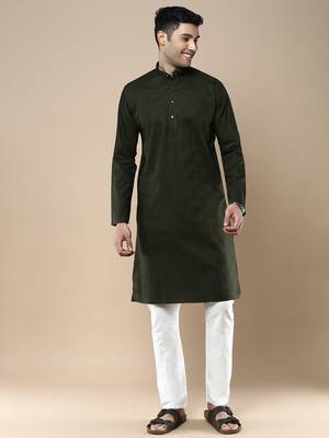 Sanwara men's ethnic woven cotton silk kurta & pajama set 1
