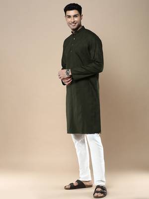 Sanwara men's ethnic woven cotton silk kurta & pajama set 2