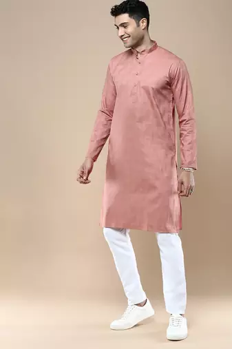 Sanwara men's ethnic woven cotton silk kurta & pajama set