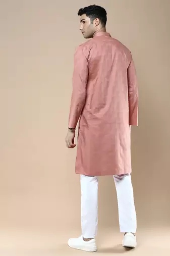 Sanwara men's ethnic woven cotton silk kurta & pajama set