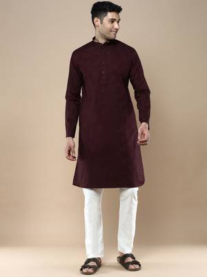 Sanwara men's ethnic woven cotton silk kurta & pajama set 1