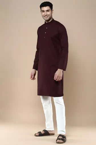 Sanwara men's ethnic woven cotton silk kurta & pajama set