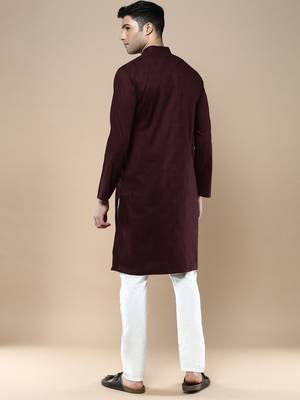 Sanwara men's ethnic woven cotton silk kurta & pajama set 3