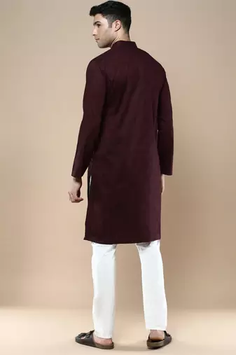 Sanwara men's ethnic woven cotton silk kurta & pajama set