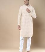 Sanwara's stylish ethnic chikankari kurta & pajama set for men