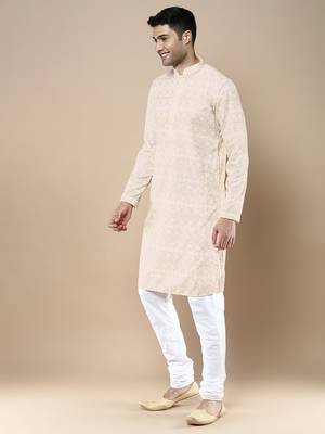 Sanwara's stylish ethnic chikankari kurta & pajama set for men 2