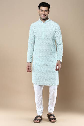 Sanwara's stylish ethnic chikankari kurta & pajama set for men