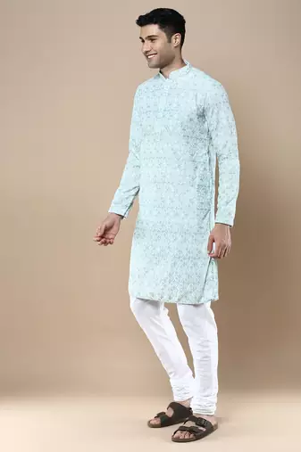 Sanwara's stylish ethnic chikankari kurta & pajama set for men