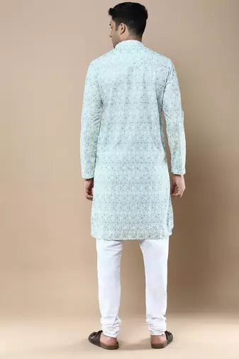 Sanwara's stylish ethnic chikankari kurta & pajama set for men