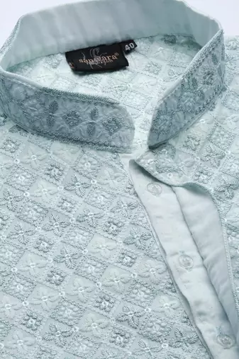 Sanwara's stylish ethnic chikankari kurta & pajama set for men