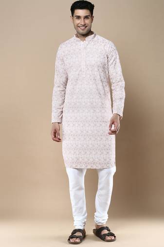 Sanwara's stylish ethnic chikankari kurta & pajama set for men