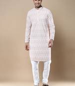 Sanwara's stylish ethnic chikankari kurta & pajama set for men