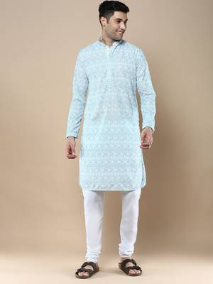Sanwara's stylish ethnic chikankari kurta & pajama set for men 1