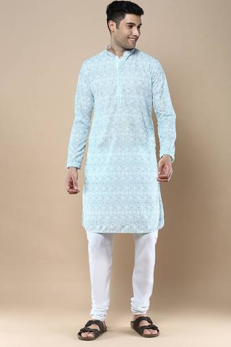 Sanwara's stylish ethnic chikankari kurta & pajama set for men