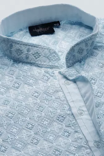 Sanwara's stylish ethnic chikankari kurta & pajama set for men