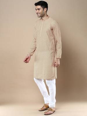 Sanwara's stylish ethnic chikankari & printed kurta & pajama set for men 2