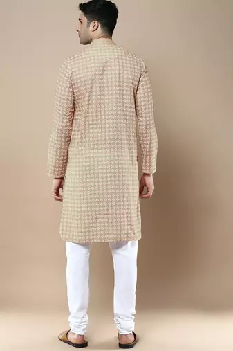 Sanwara's stylish ethnic chikankari & printed kurta & pajama set for men