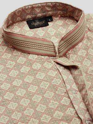 Sanwara's stylish ethnic chikankari & printed kurta & pajama set for men 4