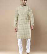 Sanwara's stylish ethnic chikankari & printed kurta & pajama set for men