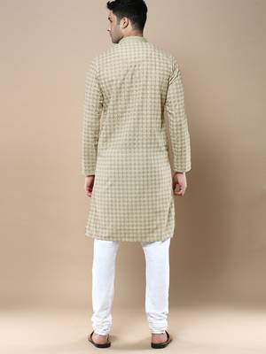 Sanwara's stylish ethnic chikankari & printed kurta & pajama set for men 3