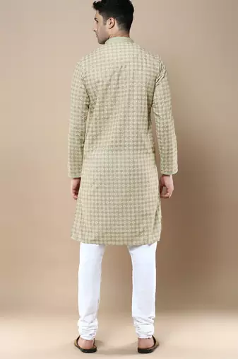 Sanwara's stylish ethnic chikankari & printed kurta & pajama set for men