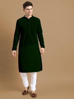 Unleash your style with men's deep green cotton chikankari designer kurta set by sanwara 1