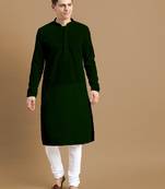 Unleash your style with men's deep green cotton chikankari designer kurta set by sanwara